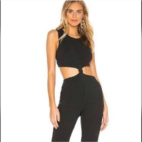 Spiritual Gangster Isa Ribbed Cutout Jumpsuit in Vintage Black (XS) - Picture 2 of 5